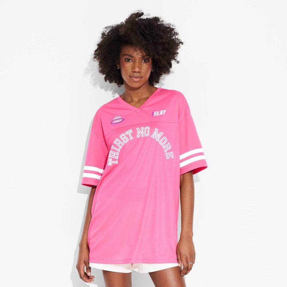 NEW Adult Poppi Football Graphic Jersey - Pink Small